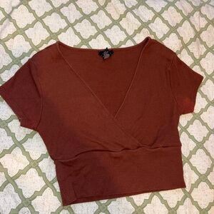 Women's Burnished Orange V-Neck CropTop